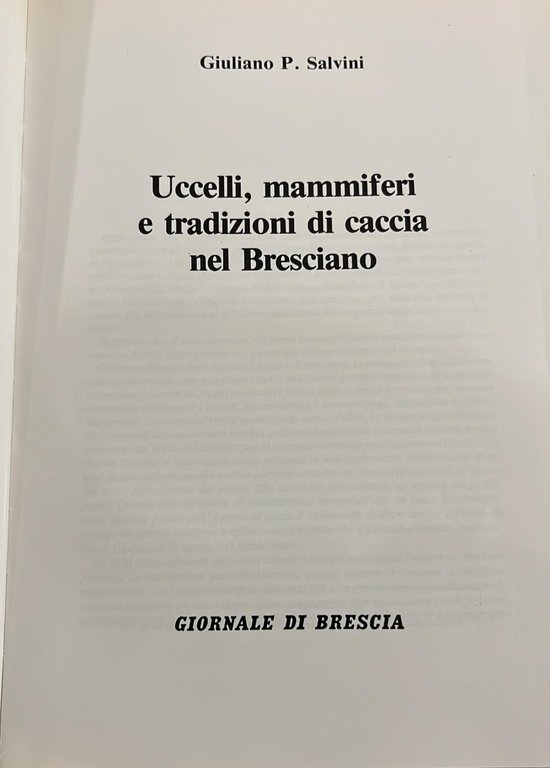 Uccelli, mammiferi e tradizioni di caccia nel bresciano