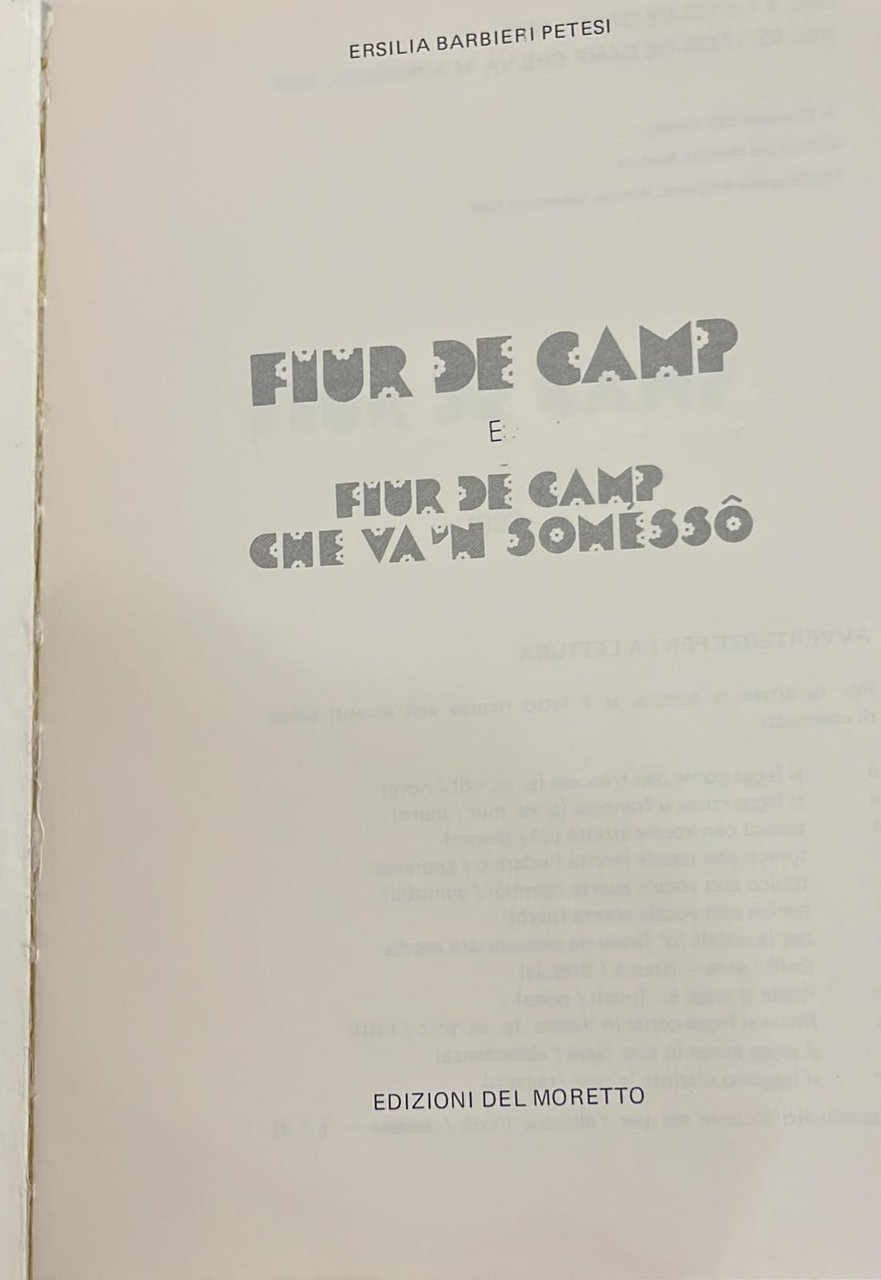 Fiur de camp- fiur de camp che va'n somesso