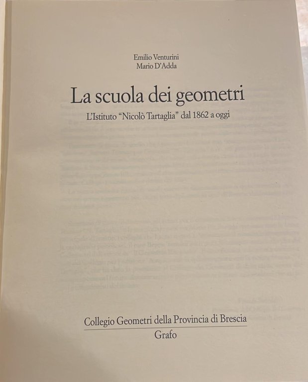 La scuola dei geometri- L'istituto Nicolò Tartaglia dal 1862 a …