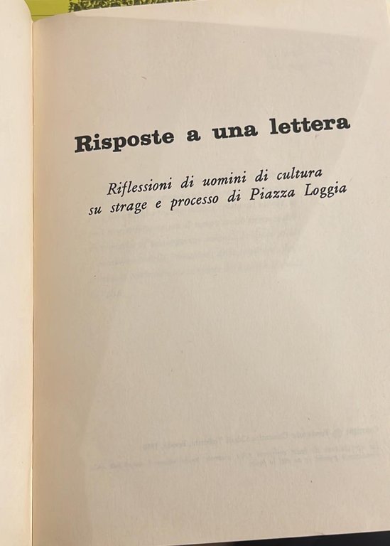 Risposte a una lettera- Riflessioni di umomini di culturasu strage …