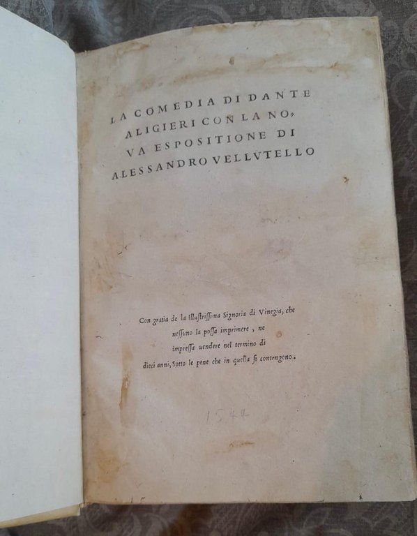 LA COMEDIA CON LA NOVA ESPOSITIONE DI ALESSANDRO VELLUTELLO