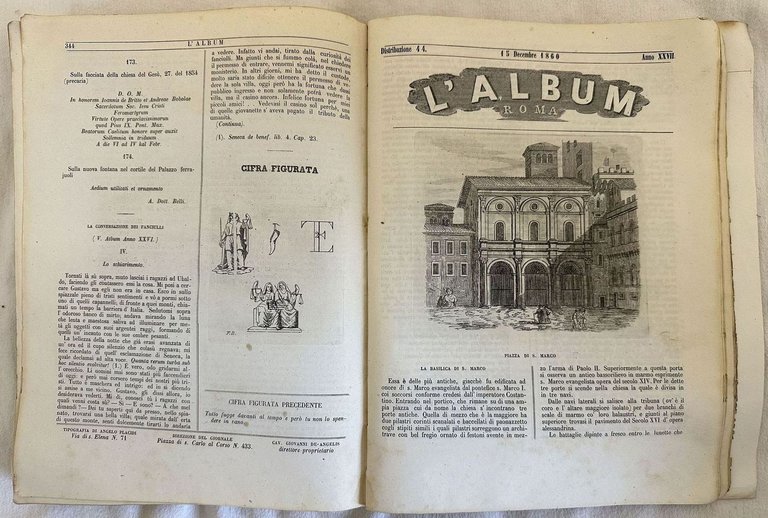 ALBUM DI ROMA GIORNALE LETTERARIO E DI BELLE ARTI ANNO …