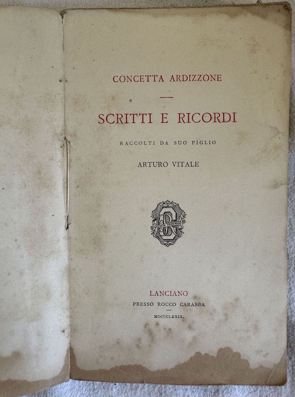 CONCETTA ARDIZZONE SCRITTI E RICORDI