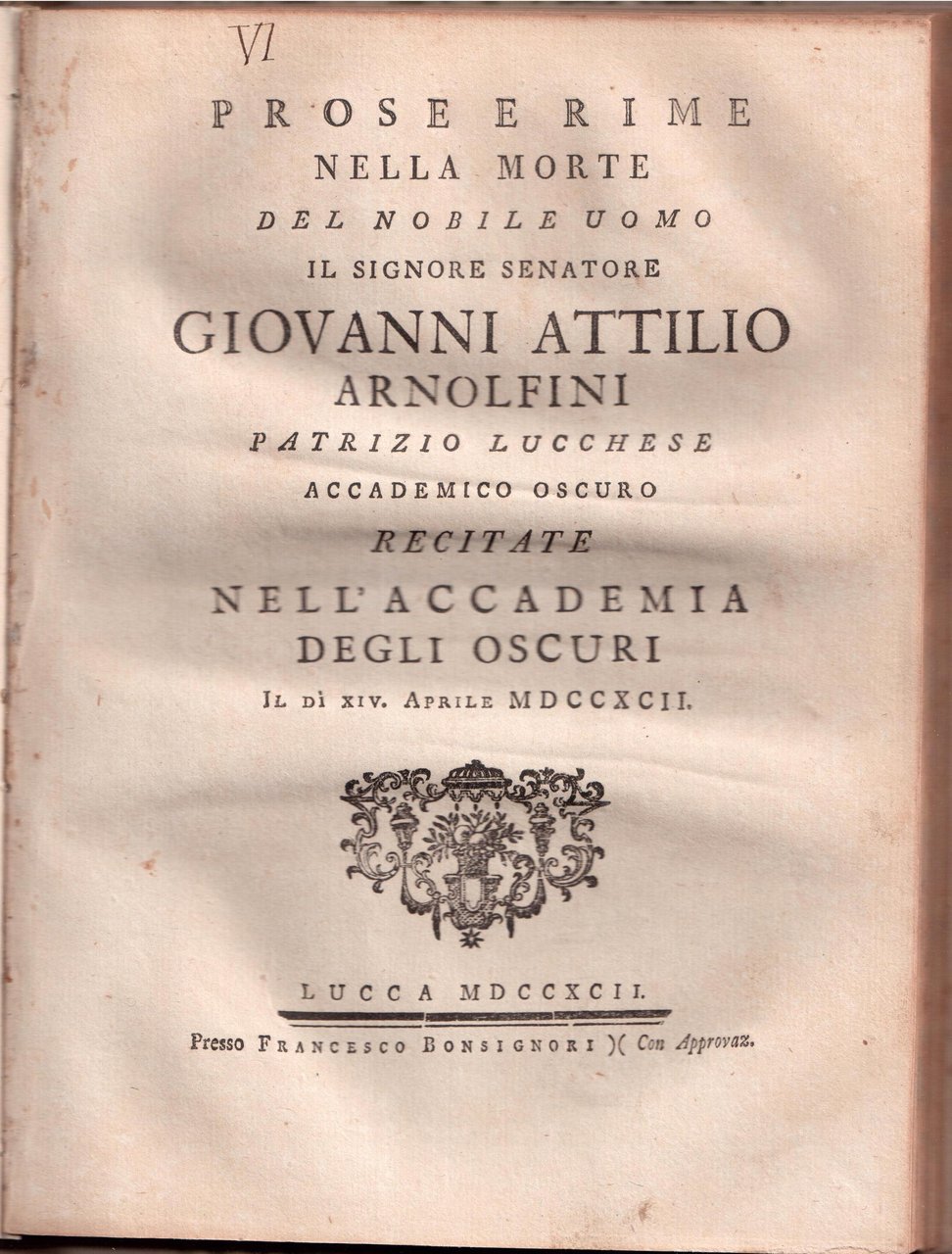 Prose e rime nella morte del nobile uomo il signore …