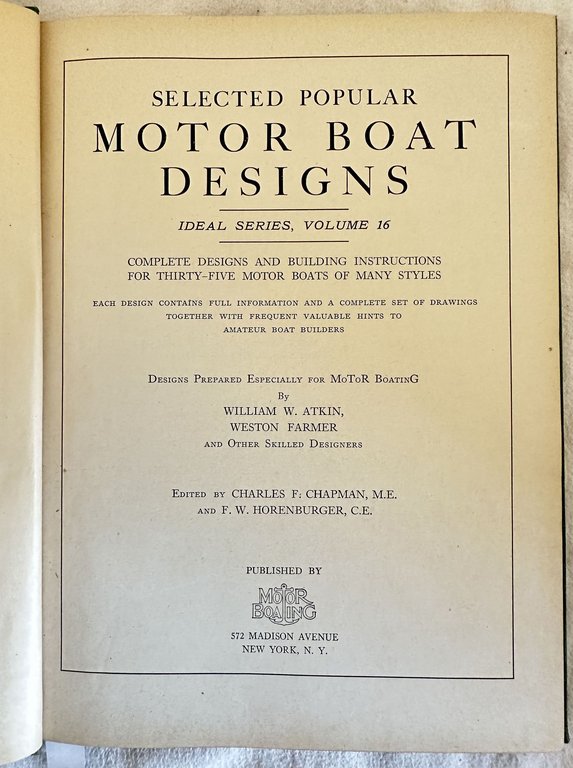 SELECTED POPULAR MOTOR BOAT DESIGNS IDEAL SERIES VOLUME 16 COMPLETE …