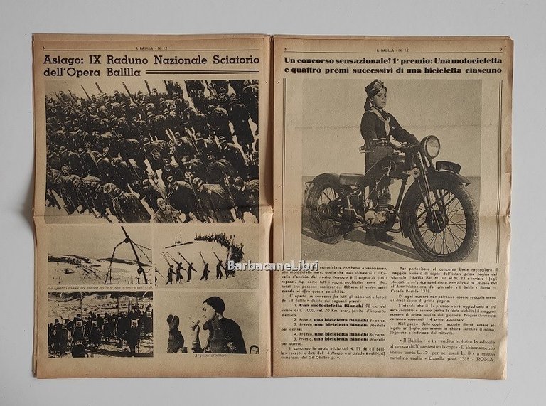 Il Balilla. Numero 12, Anno XV. 21 marzo 1937. Fondato …