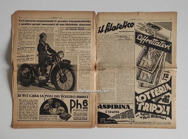 Il Balilla. Numero 14, Anno XV. 4 aprile 1937. Fondato …