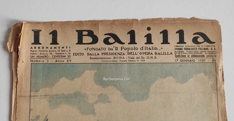Il Balilla. Numero 3, Anno XV. 17 gennaio 1937. Fondato …