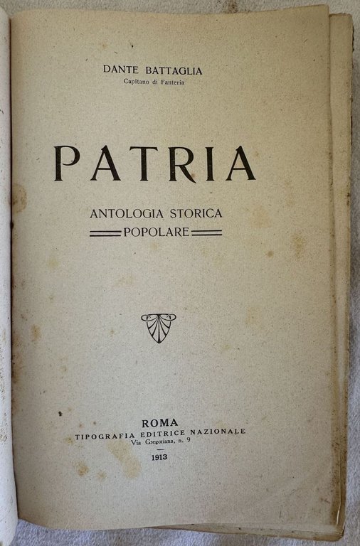 PATRIA ANTOLOGIA STORICA POPOLARE