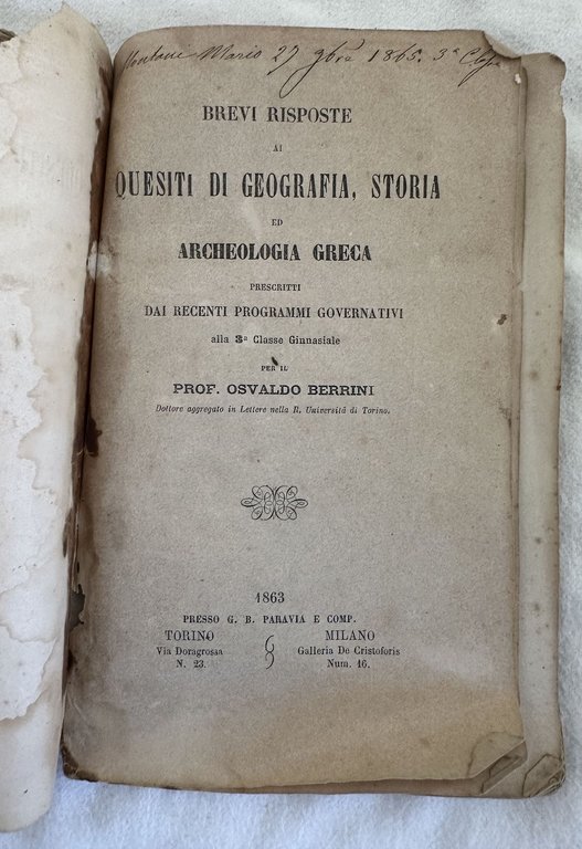 BREVI RISPOSTE AI QUESITI DI GEOGRAFIA STORIA ED ARCHEOLOGIA GRECA …