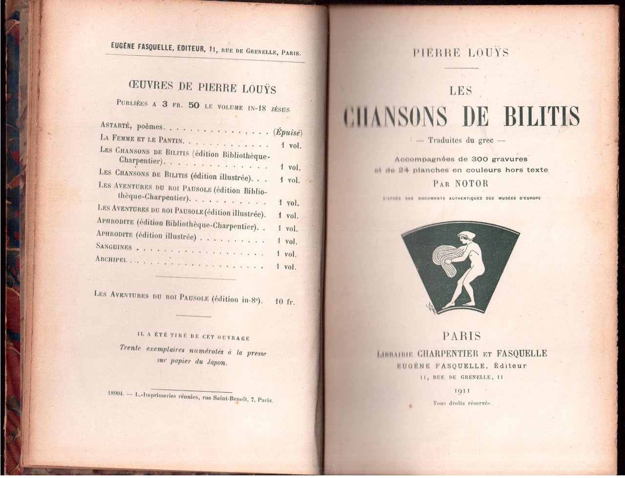 Les Chansons de Bilitis Traduit du grec - Accompagnées de …