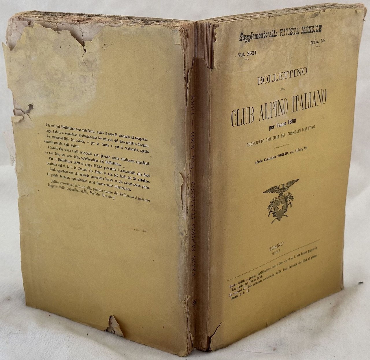 BOLLETTINO DEL CLUB ALPINO ITALIANO PER L'ANNO 1888 VOL. XXII …