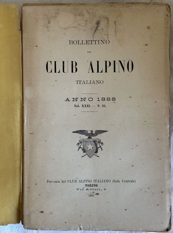 BOLLETTINO DEL CLUB ALPINO ITALIANO PER L'ANNO 1888 VOL. XXII …