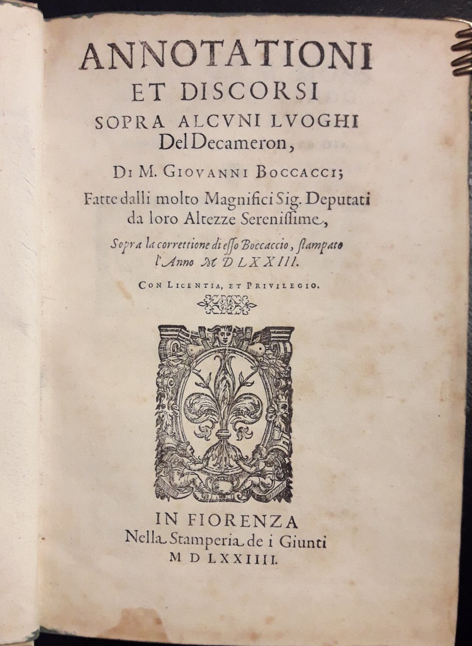 Annotationi et discorsi sopra alcuni luoghi del Decameron, di M. …