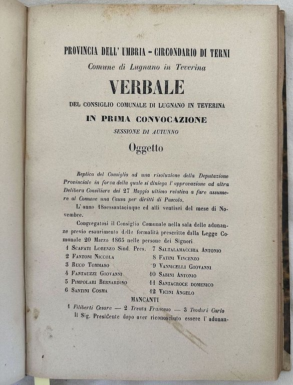 DEI BENI EX COMUNITATIVI DI LUGNANO IN TEVERINA PASSATI IN …