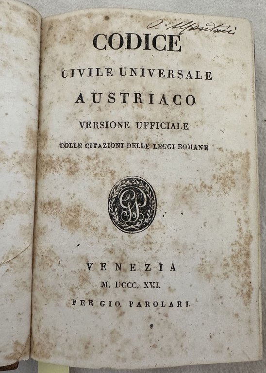 CODICE CIVILE UNIVERSALE AUSTRIACO