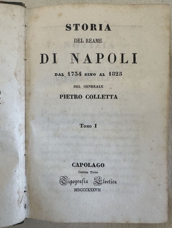 STORIA DEL REAME DI NAPOLI DAL 1734 SINO AL 1825