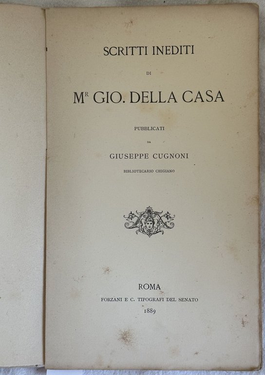 SCRITTI INEDITI DI M. GIO. DELLA CASA PUBBLICATI DA GIUSEPPE …