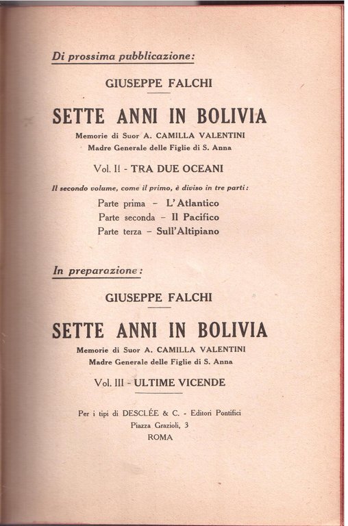 Sette anni in Bolivia ( 1882-1889 ) Memorie di Suor …