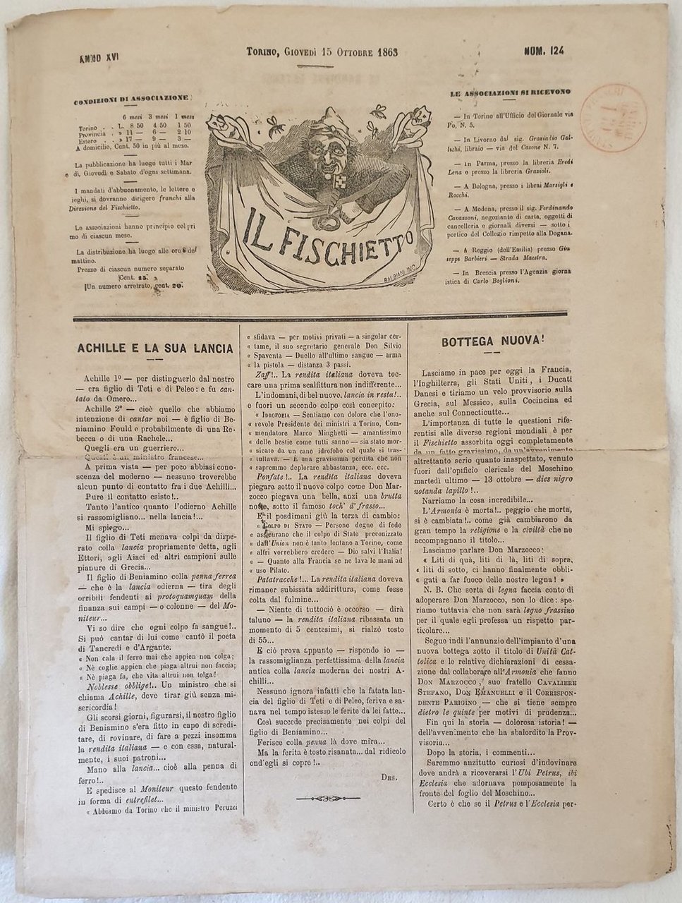 IL FISCHIETTO TORINO GIOVEDI 15 OTTOBRE 1863