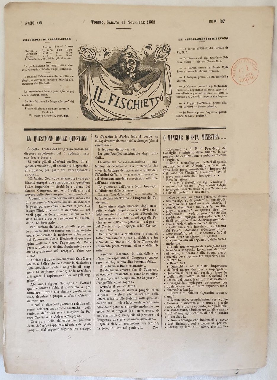 IL FISCHIETTO TORINO SABATO 14 NOVEMBRE 1863