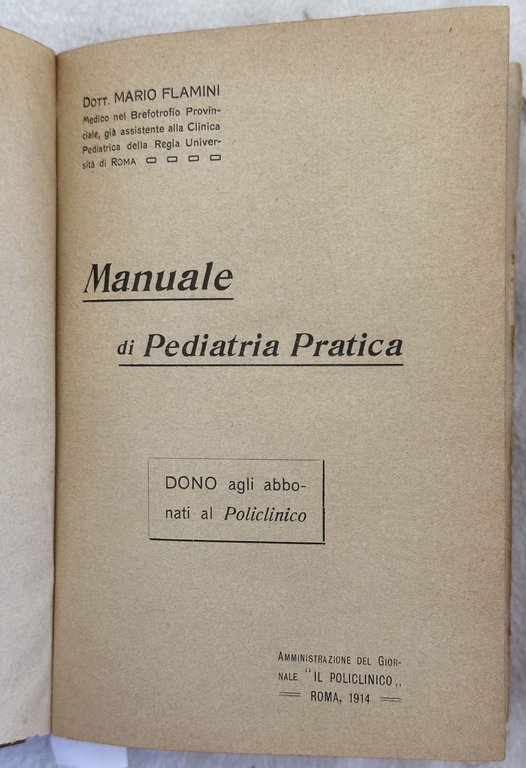 MANUALE DI PEDIATRIA PRATICA