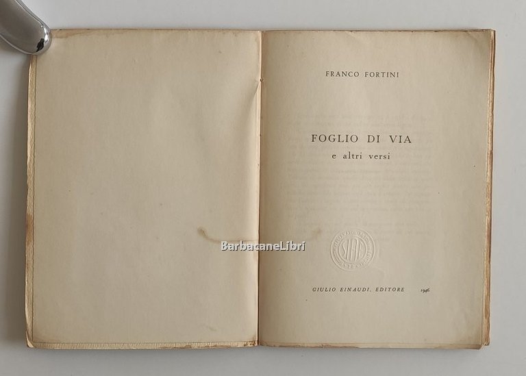 Foglio di via e altri versi