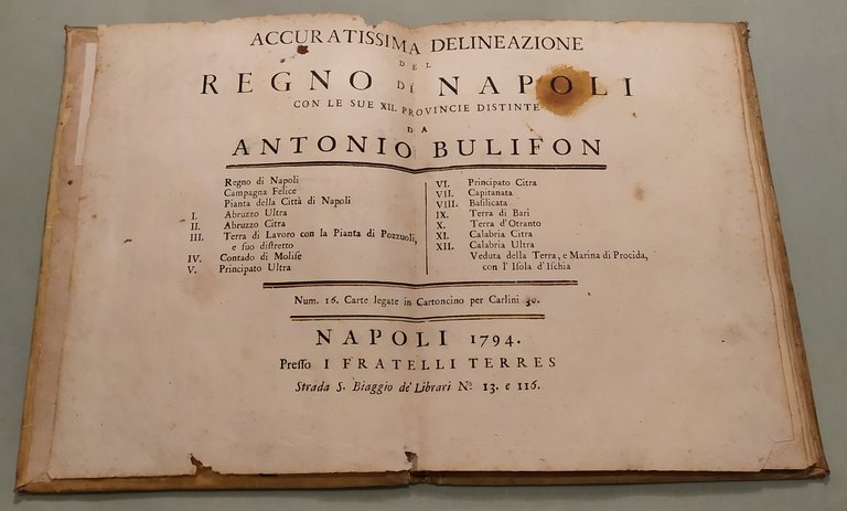 Accuratissima delineazione del Regno di Napoli con le sue XII …