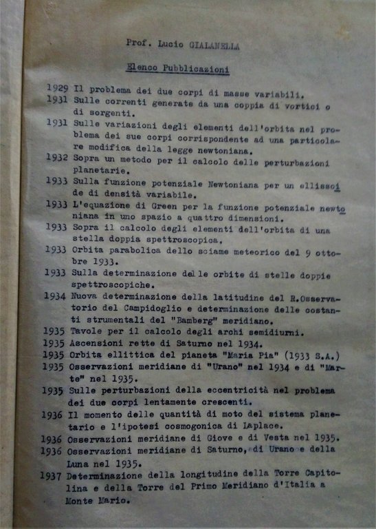 Pubblicazioni 1929 - 1953.