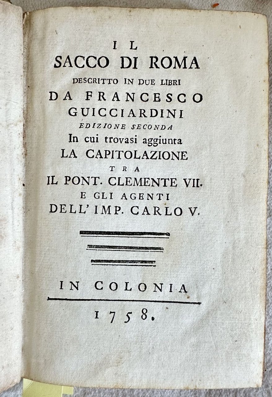 IL SACCO DI ROMA DESCRITTO IN DUE LIBRI