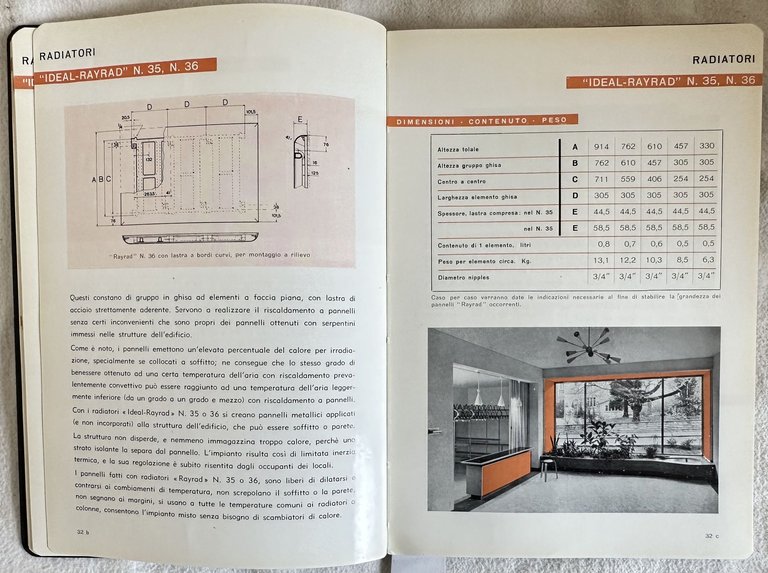 RADIATORI CALDAIE ACCESSORI IDEAL 1954 AGGIORNAMENTO APRILE 1955