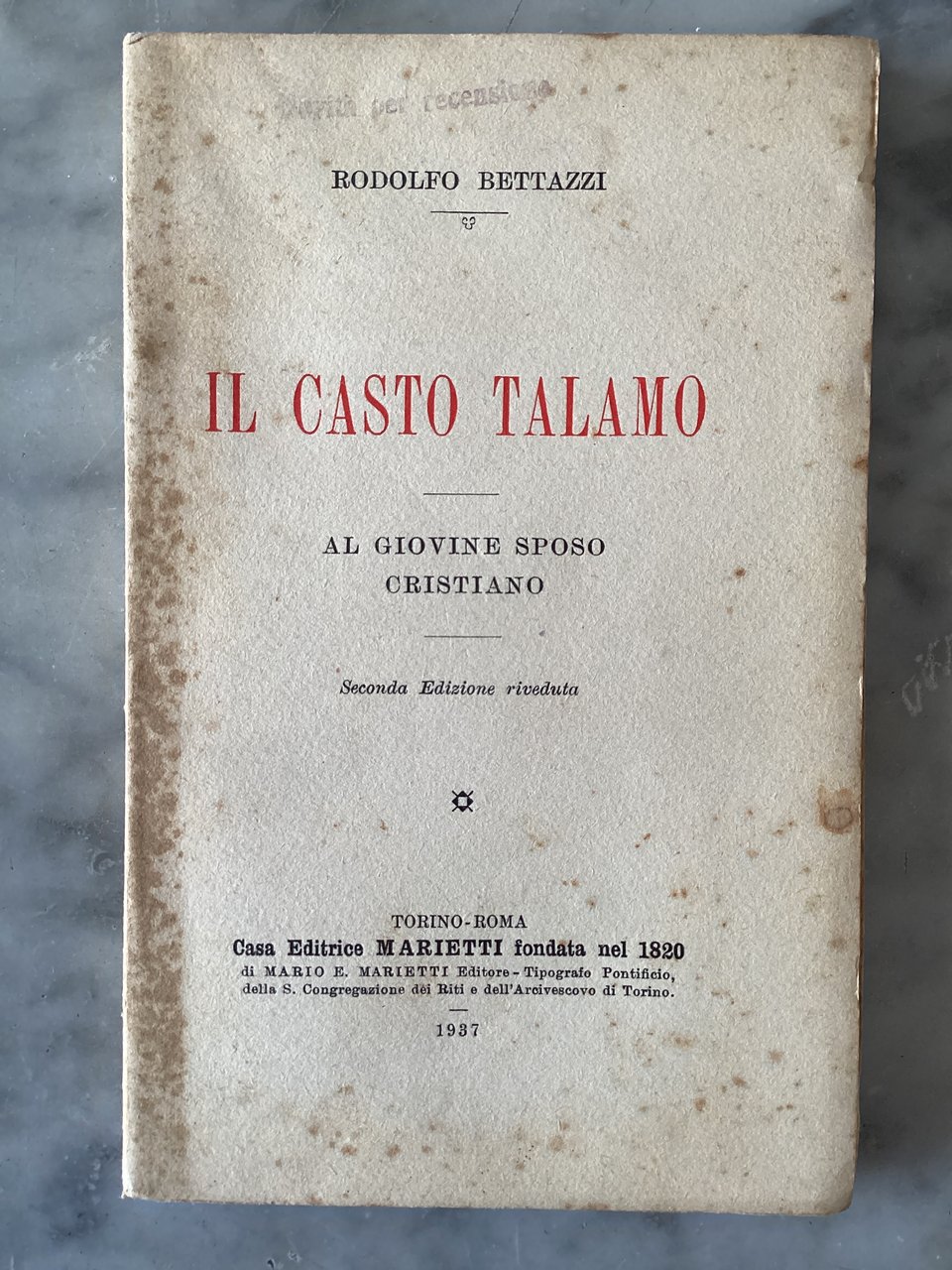 Il casto Talamo. Al giovine sposo cristiano