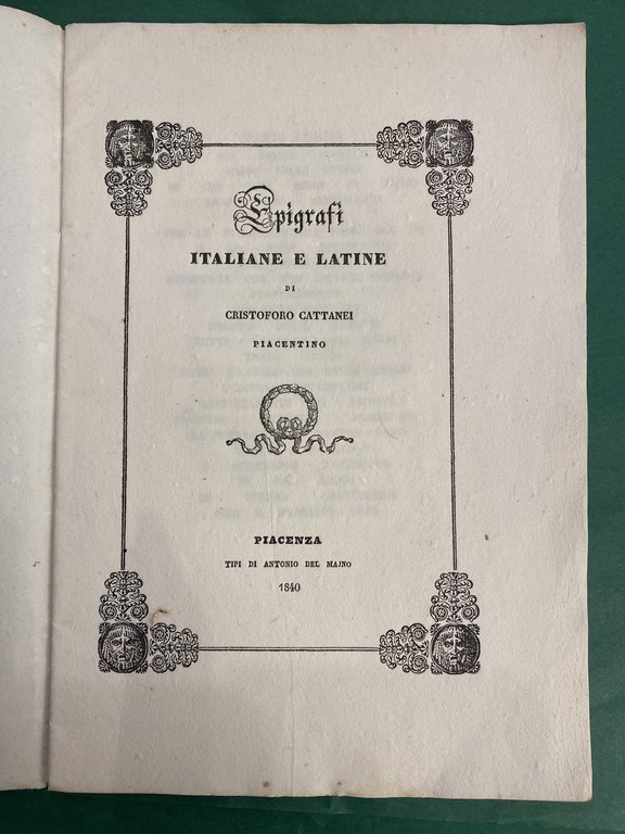 Epigrafi italiane e latine di Cristoforo Cattanei piacentino