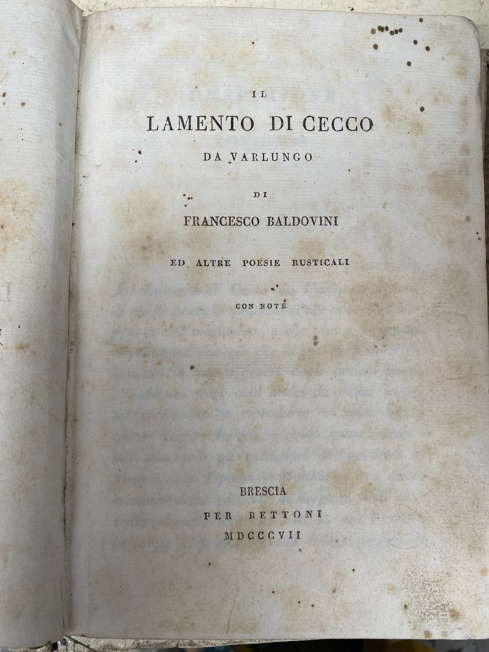 Il lamento di Cecco di Varlungo di Francesco Baldovini ed …