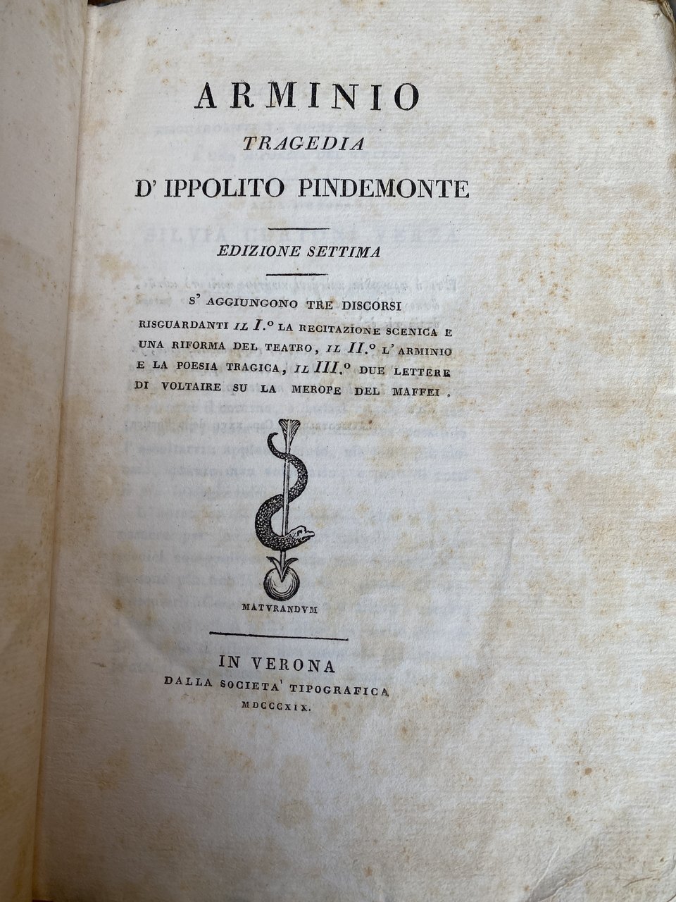 Arminio tragedia d'Ippolito Pindemonte