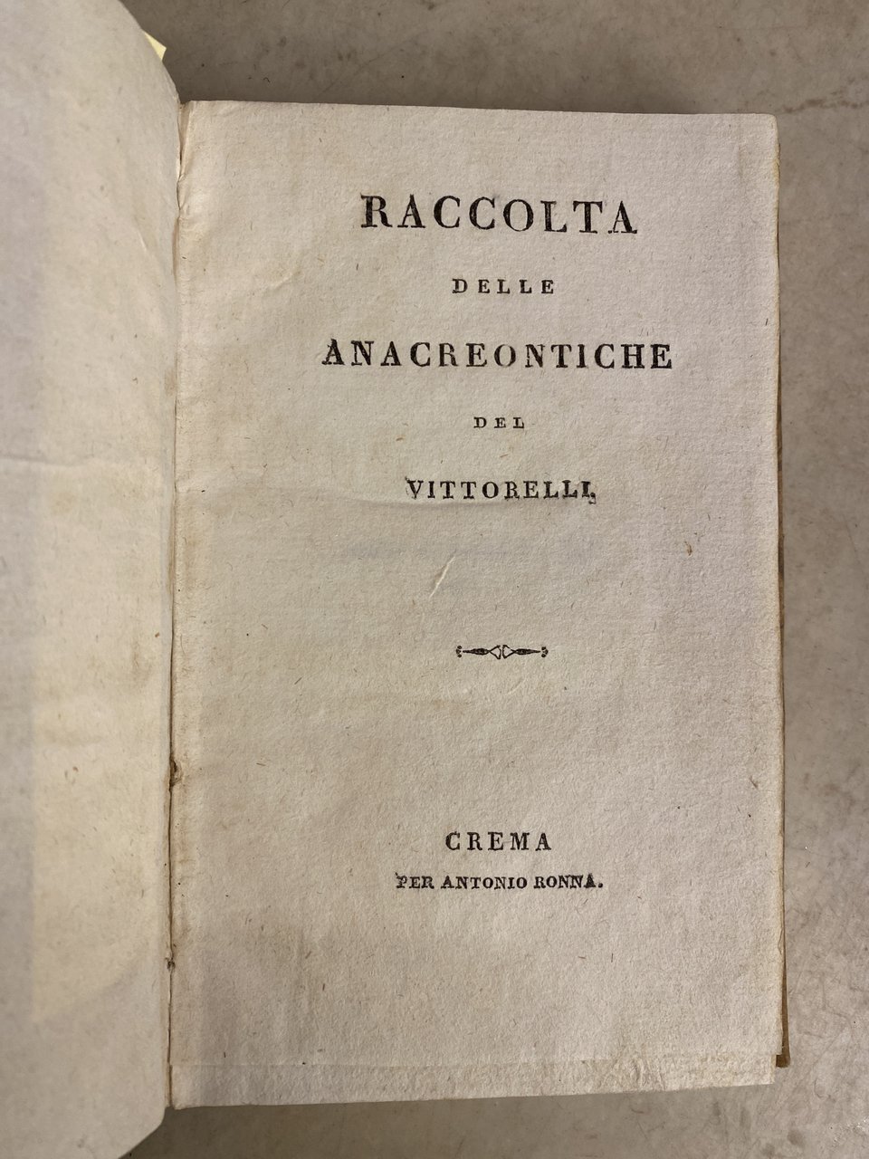 Raccolta delle Anacreontiche del Vittorelli