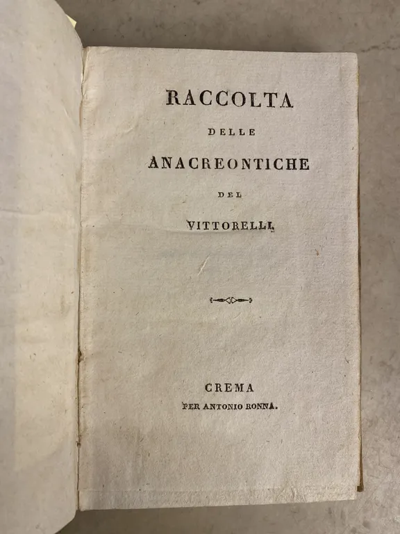Raccolta delle Anacreontiche del Vittorelli