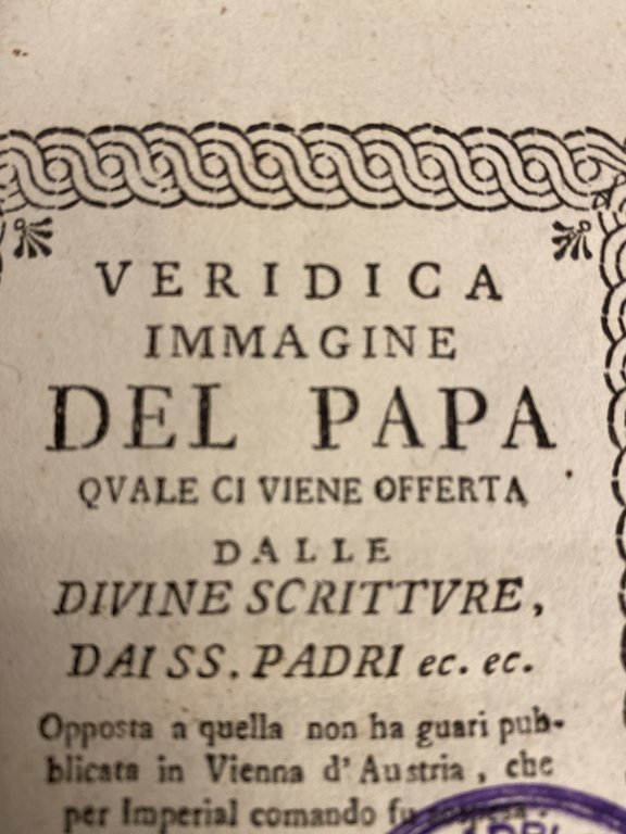 Veridica immagine del Papa quale ci viene offerta dalle divine …