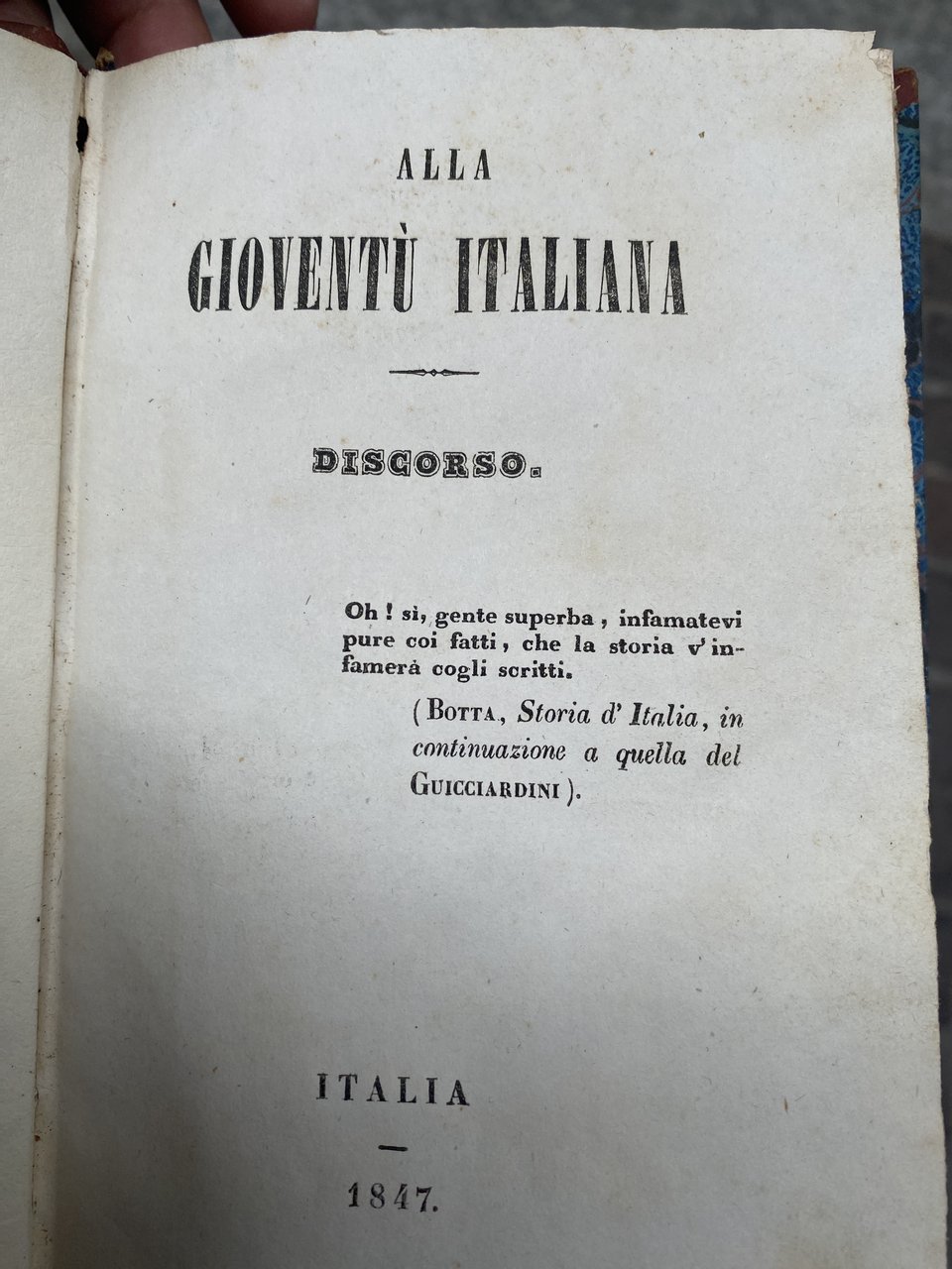 Alla gioventù italiana - discorso