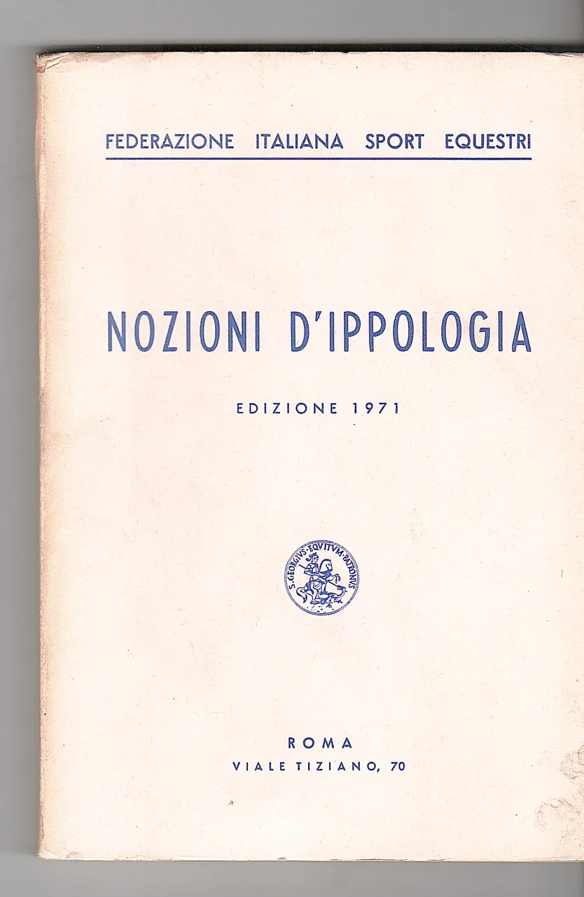 NOZIONI D'IPPOLOGIA EDIZIONE 1971 | Immagine principale