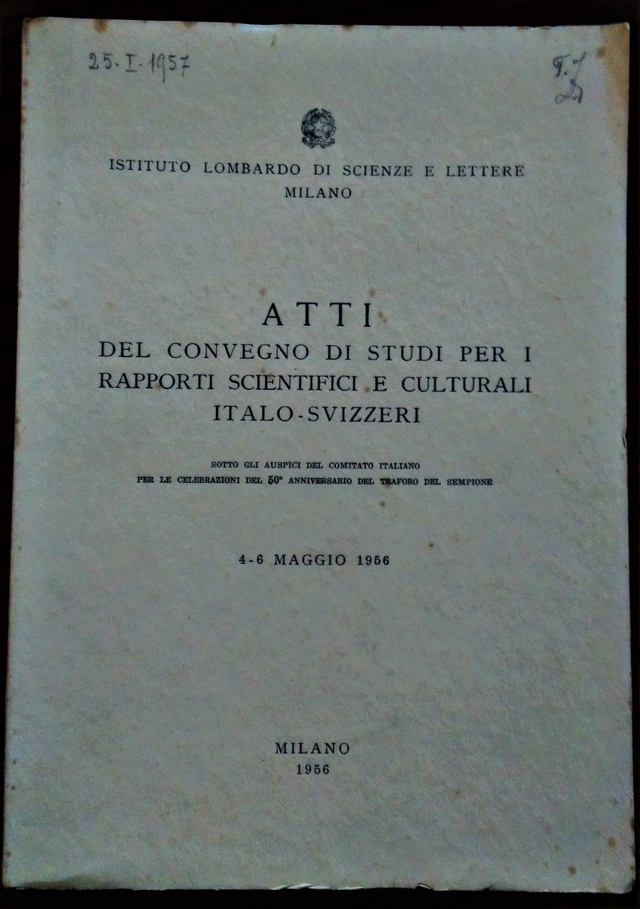 Atti del Convegno di Studi per i Rapporti Scientifici e …