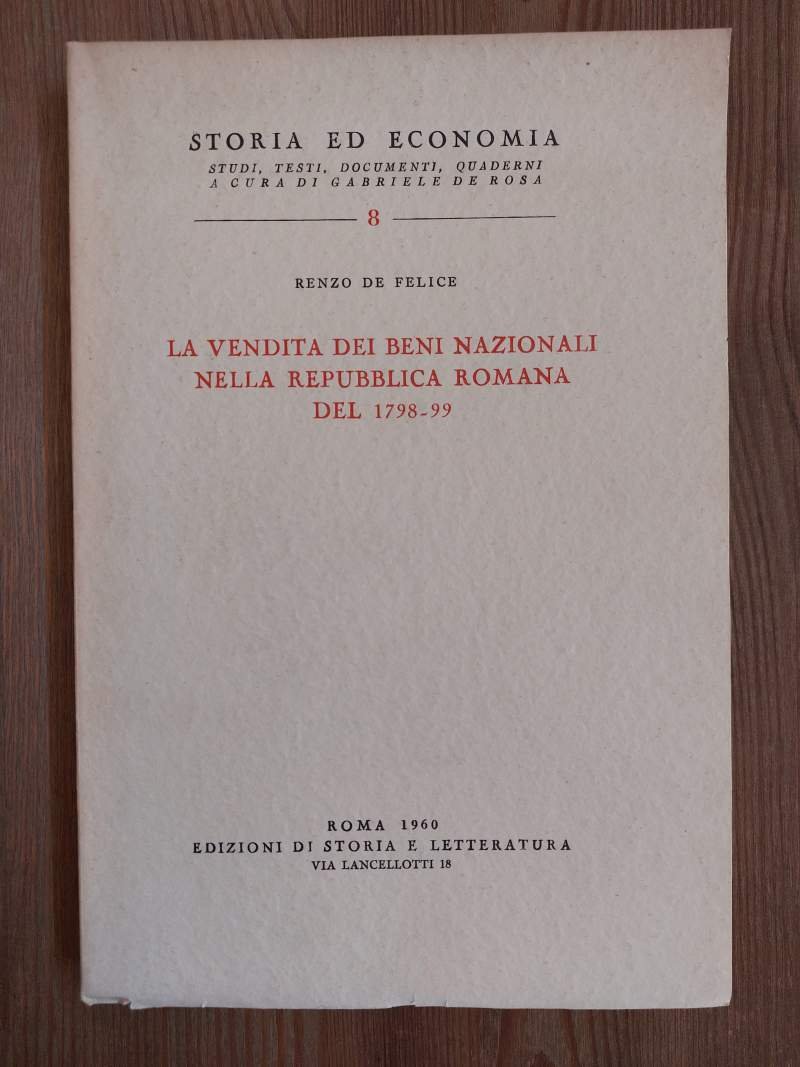 La vendita dei beni nazionali nella Repubblica Romana del 1798-99