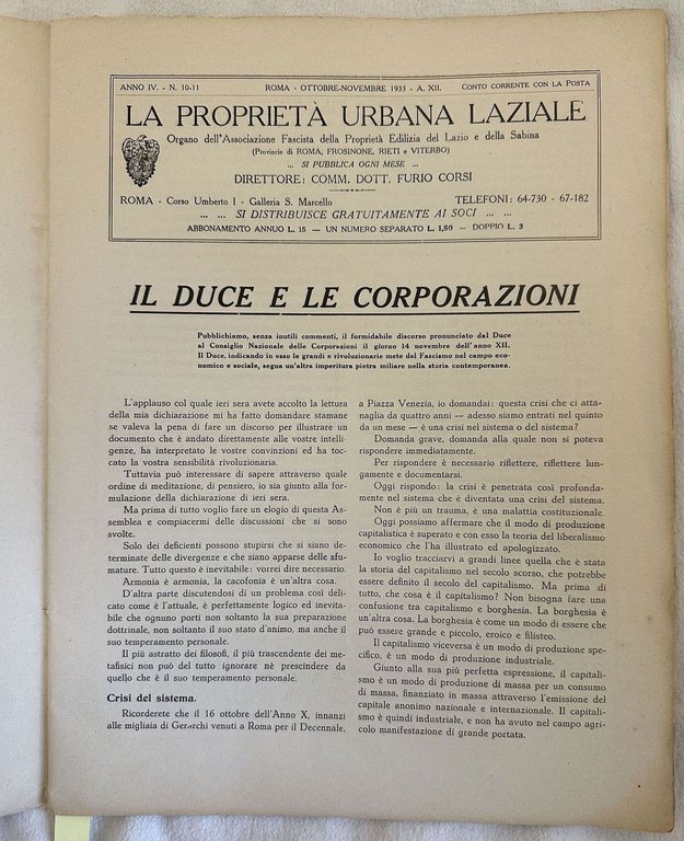 LA PROPRIETA URBANA LAZIALE BOLLETTINO DELL'ASSOCIAZIONE FASCISTA DELLA PROPRIETA EDILIZIA …