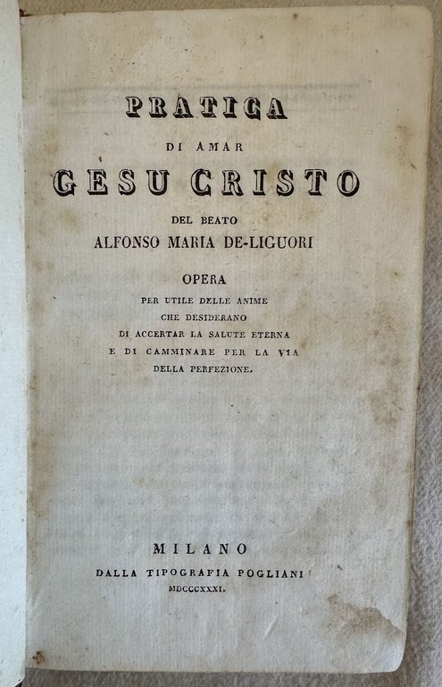 PRATICA DI AMAR GESU CRISTO