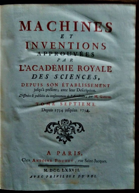 Machines et inventions approuvées par l'Académie Royale des Sciences, depuis …