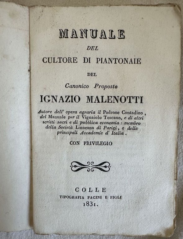 MANUALE DEL CULTORE DI PIANTONAIE