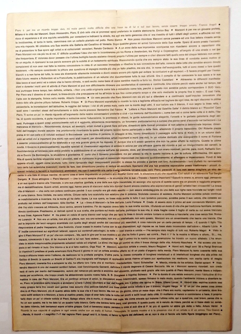 Piero Manzoni. Poster / locandina Galleria Schwarz. Milano, Via gesù …