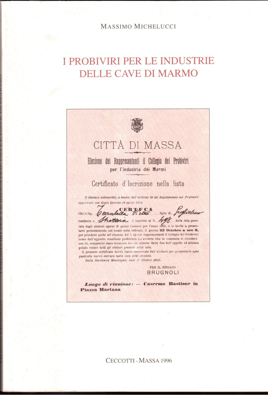 I probiviri per le industrie delle cave di marmo
