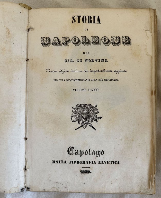 STORIA DI NAPOLEONE DEL SIG. DI NORVINS