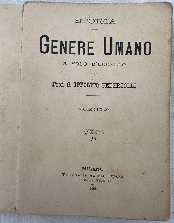 STORIA DEL GENERE UMANO A VOLO D'UCCELLO